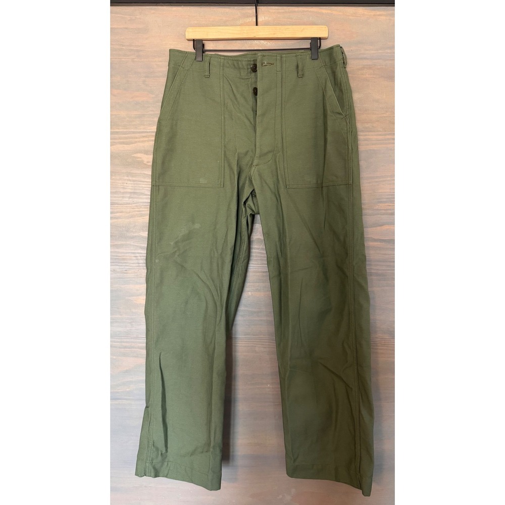 Vintage US Military OG-107 Fatigue Pants Olive Sateen Green Baker Trousers 30x31